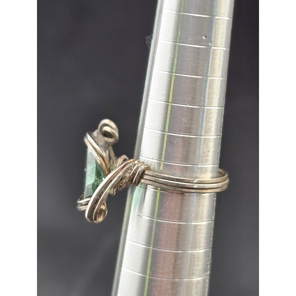 Vintage Handcrafted Watermelon Tourmaline Wire Wrapped Silver Ring Size 5 - Picture 10 of 10